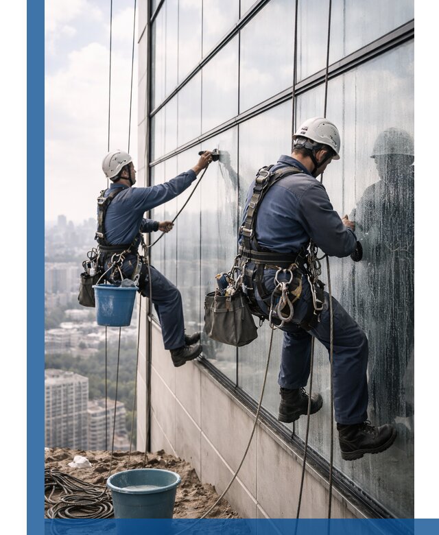 Профессиональная мойка фасадных окон альпинистами в Холмске