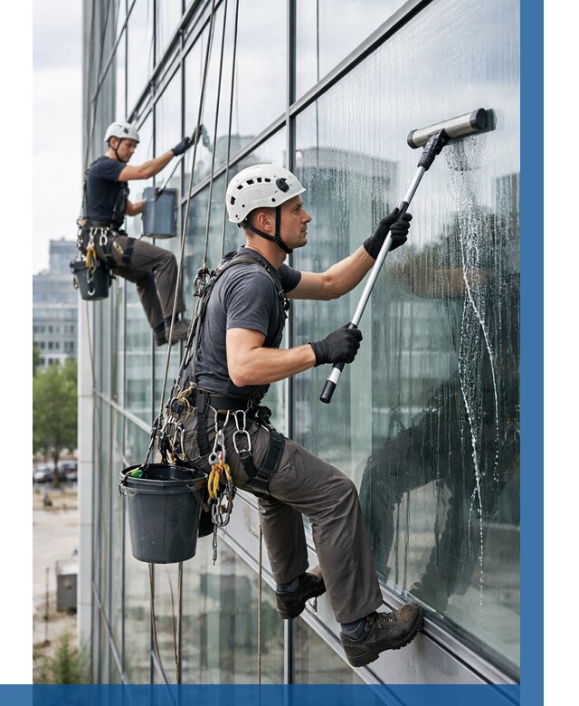 Мойка витражей альпинистами в Холмске от 719 р. под ключ|ВЫСОТНИК-Хлм