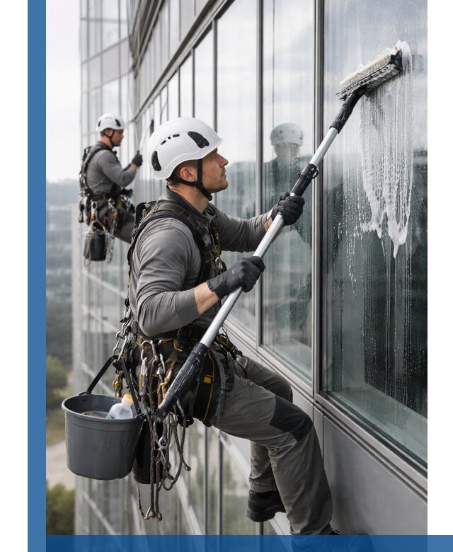 Высотная мойка сплошного остекления с выездом в Холмске