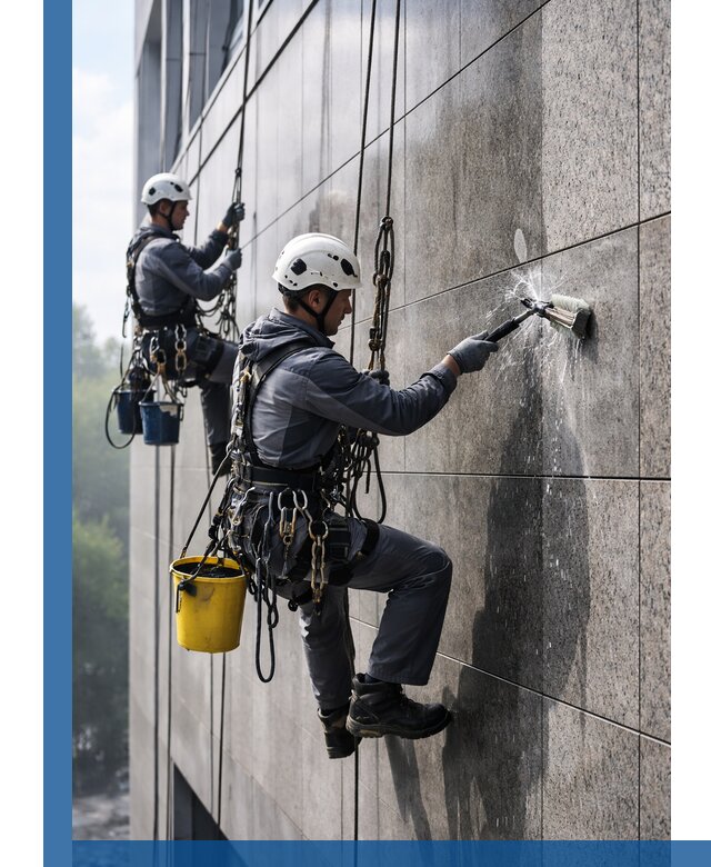 Профессиональная мойка фасада из керамогранита в Холмске