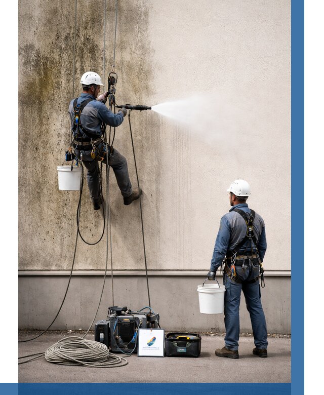 Очистка фасада от плесени в Холмске от 308 р. | ВЫСОТНИК-Хлм