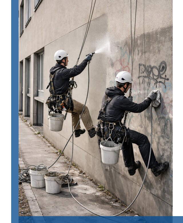 Антиграффити покрытие фасада с защитой от надписей в Холмске