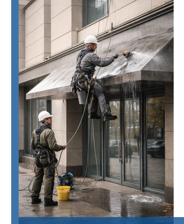 Профессиональная мойка козырьков и навесов в Холмске