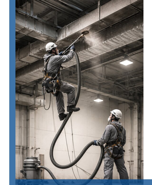 Обеспыливание потолочных конструкций в Холмске промышленным альпинизмом