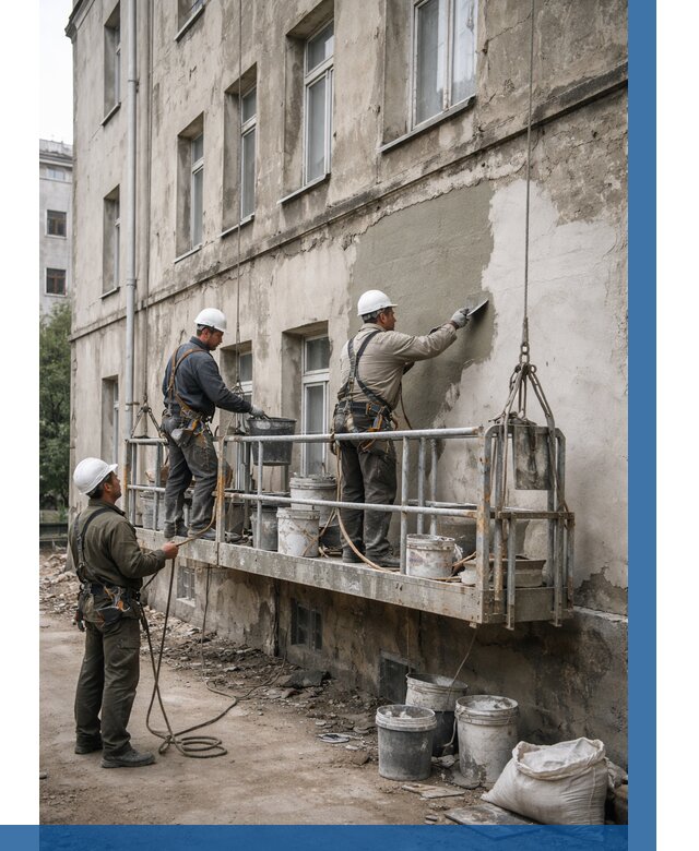 Капитальный ремонт фасада в Холмске от 4314 р. | ВЫСОТНИК-Хлм