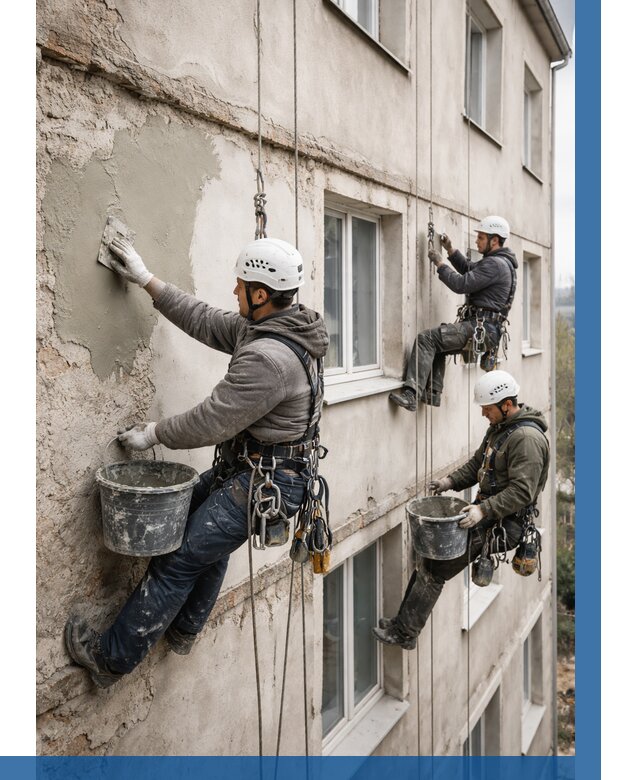 Ремонт штукатурного фасада в Холмске от 770 р. под ключ | ВЫСОТНИК-Хлм