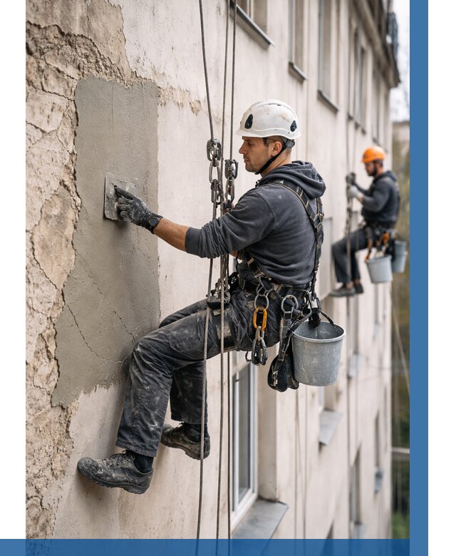 Восстановление штукатурки фасада в Холмске от 1233 р. | ВЫСОТНИК-Хлм