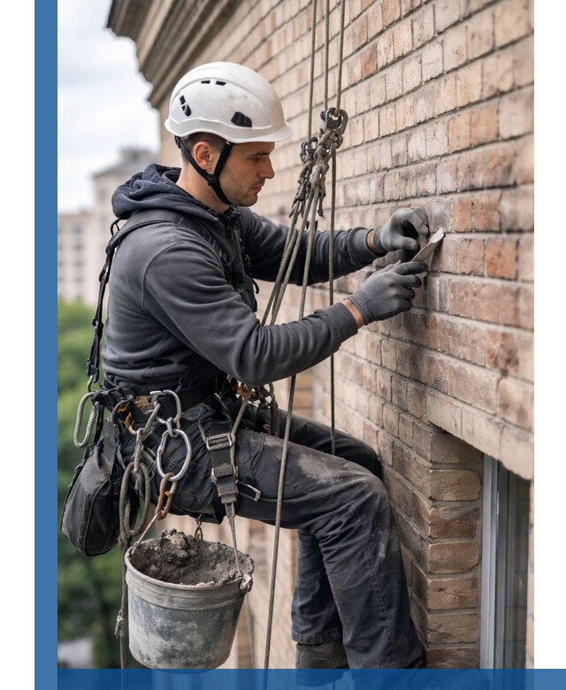 Качественный ремонт кирпичной кладки фасада в Холмске с гарантией