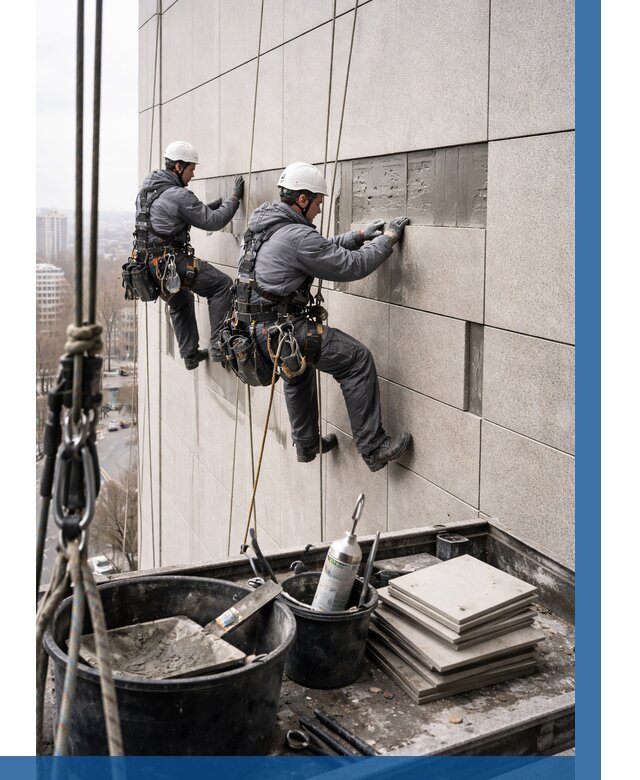 Ремонт фасада из керамогранита в Холмске от 2568 р. | ВЫСОТНИК-Хлм