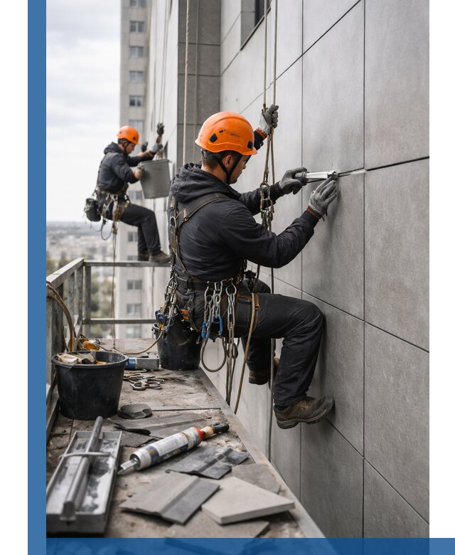 Профессиональный ремонт фасада из керамогранита в Холмске