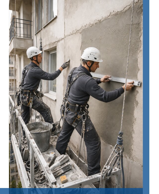 Штукатурка фасада на высоте в Холмске от 924 р. | ВЫСОТНИК-Хлм