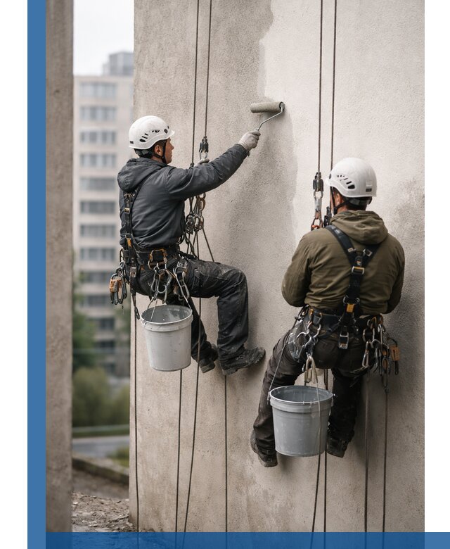 Покраска фасадов высотными альпинистами в Холмске с гарантией