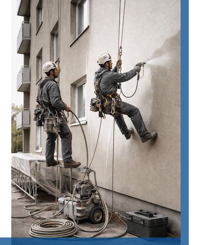 Безвоздушная покраска фасада в Холмске от 226 р/м² | ВЫСОТНИК-Хлм