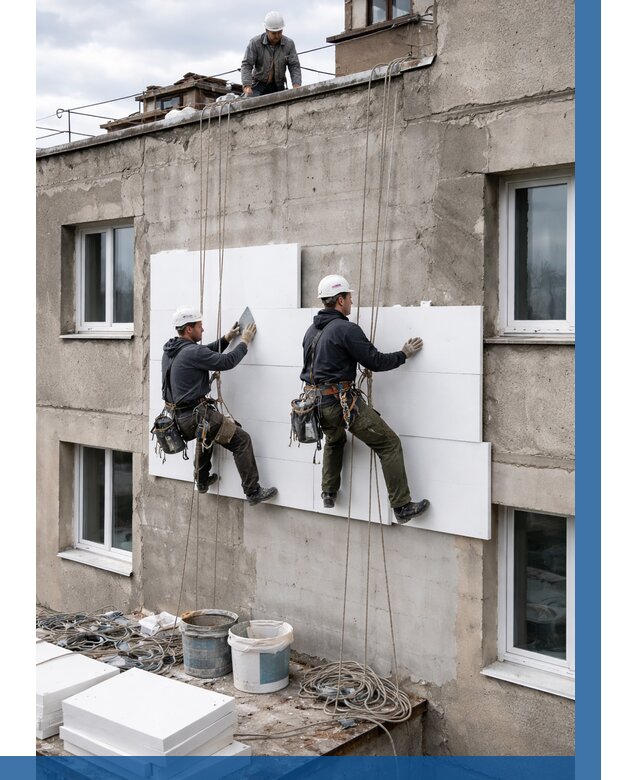 Утепление фасада пенополистиролом в Холмске от 1849 р. | ВЫСОТНИК-Хлм