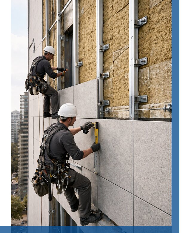 Монтаж вентилируемого фасада в Холмске от 3595 р. | ВЫСОТНИК-Хлм