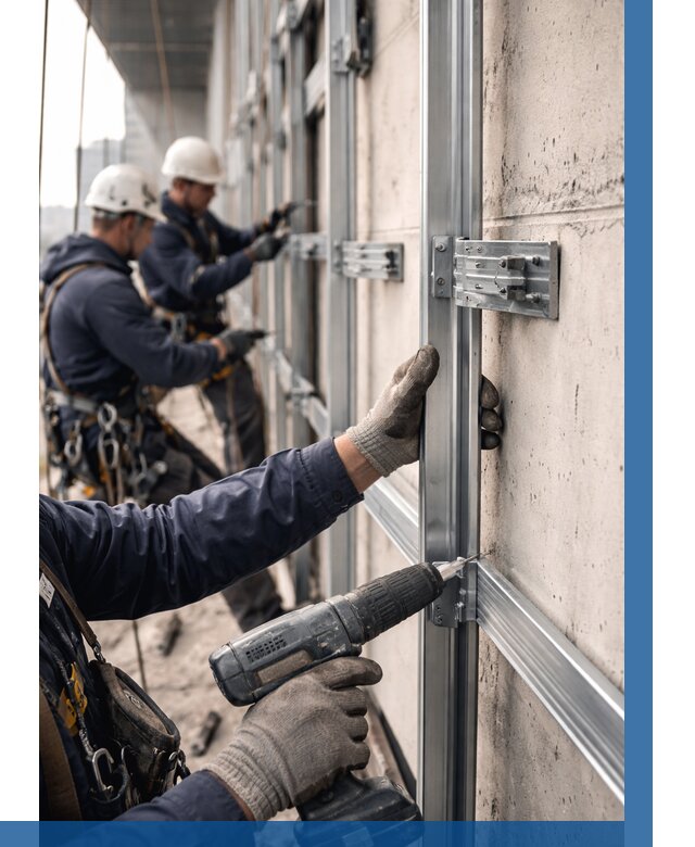 Монтаж подсистемы вентфасада в Холмске от 873 р. | ВЫСОТНИК-Хлм