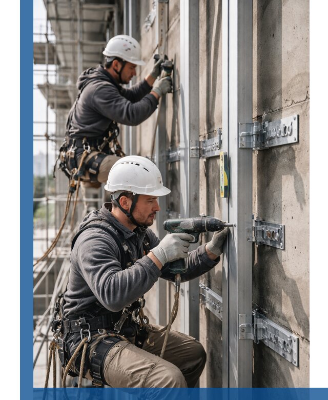 Монтаж и крепление подсистемы вентфасада в Холмске