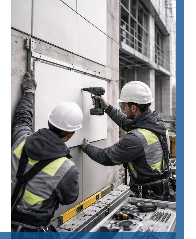 Монтаж композитных панелей фасада в Холмске от 2568 р. | ВЫСОТНИК-Хлм