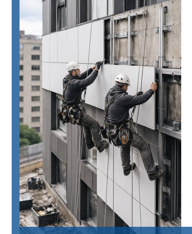 Монтаж композитных панелей фасада в Холмске под ключ