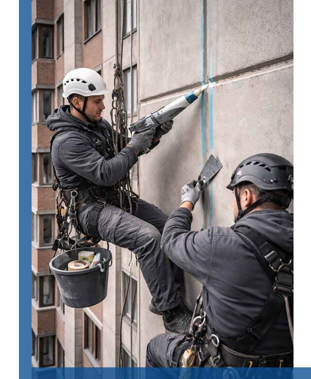 Вторичная герметизация швов фасада и кровли в Холмске