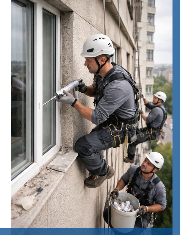 Герметизация оконных швов снаружи в Холмске от 1541 р. | ВЫСОТНИК-Хлм