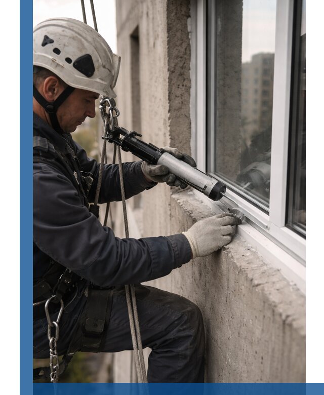 Герметизация оконных швов снаружи в Холмске профессионально