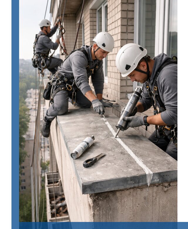 Герметизация балконного козырька в Холмске профессионально