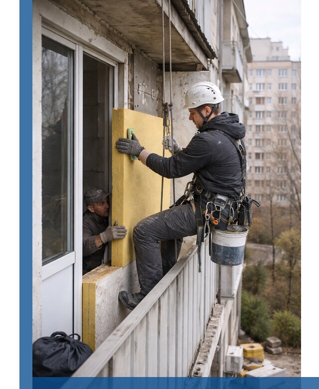 Профессиональное утепление балкона снаружи в Холмске под ключ