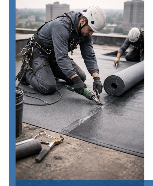 Ремонт мягкой кровли в Холмске с выездом промальпинистов