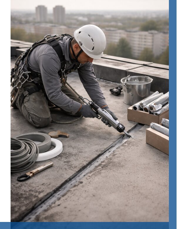 Герметизация швов кровли в Холмске от 462 р./м2 | ВЫСОТНИК-Хлм