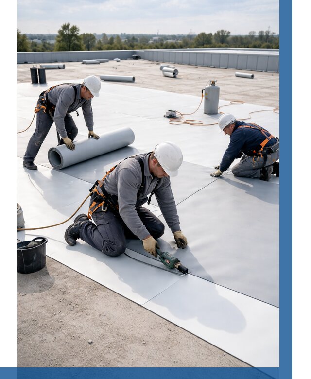 Монтаж мембранной кровли под ключ в Холмске от 1233 р. | ВЫСОТНИК-Хлм