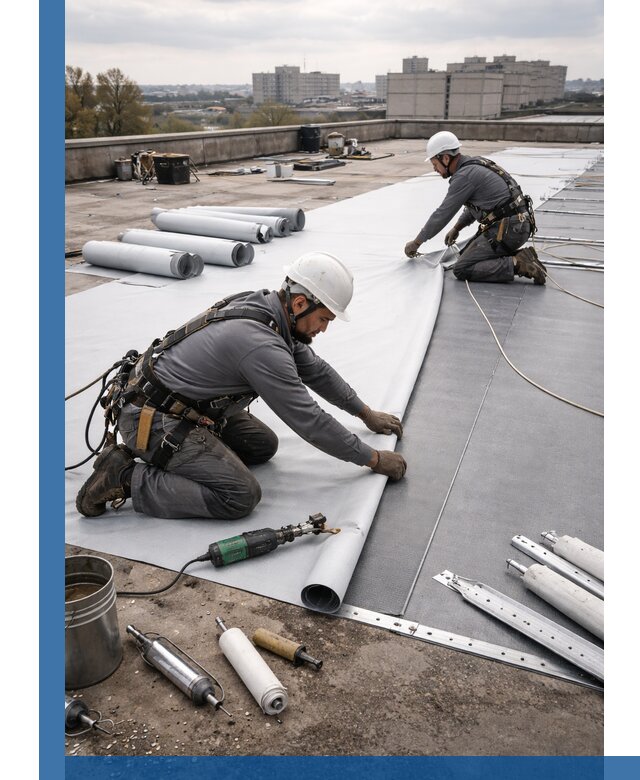 Монтаж мембранной кровли в Холмске для промышленных зданий