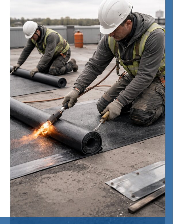 Монтаж наплавляемой кровли в Холмске от 873 р. — ВЫСОТНИК-Хлм