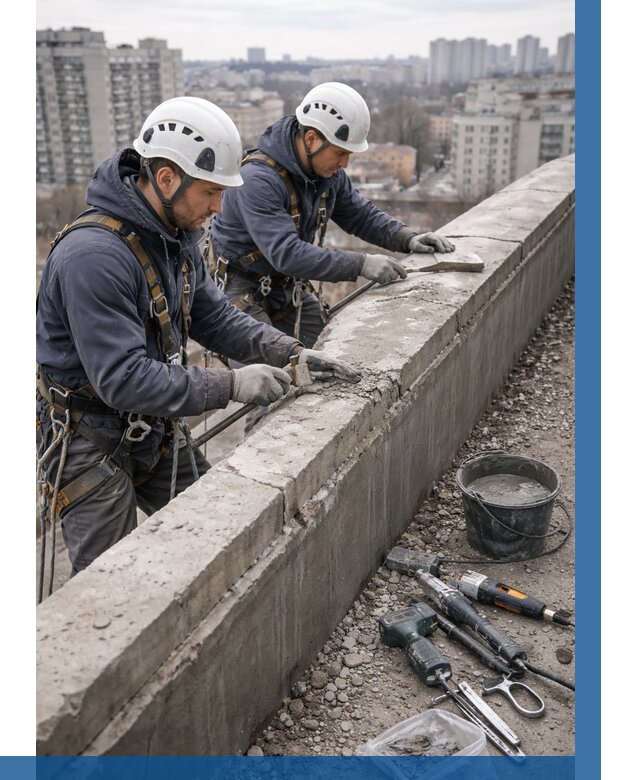 Ремонт парапета на кровле в Холмске от 1541 р. | ВЫСОТНИК-Хлм