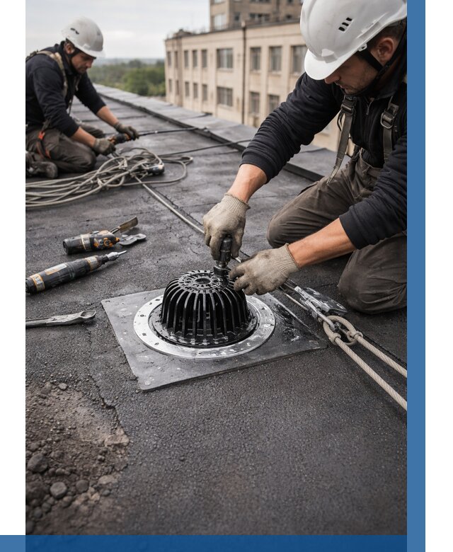 Установка водосточных воронок в Холмске цена от 3595 р. | ВЫСОТНИК-Хлм