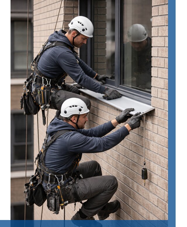 Монтаж оконных отливов под ключ в Холмске от 3595 р. | ВЫСОТНИК-Хлм