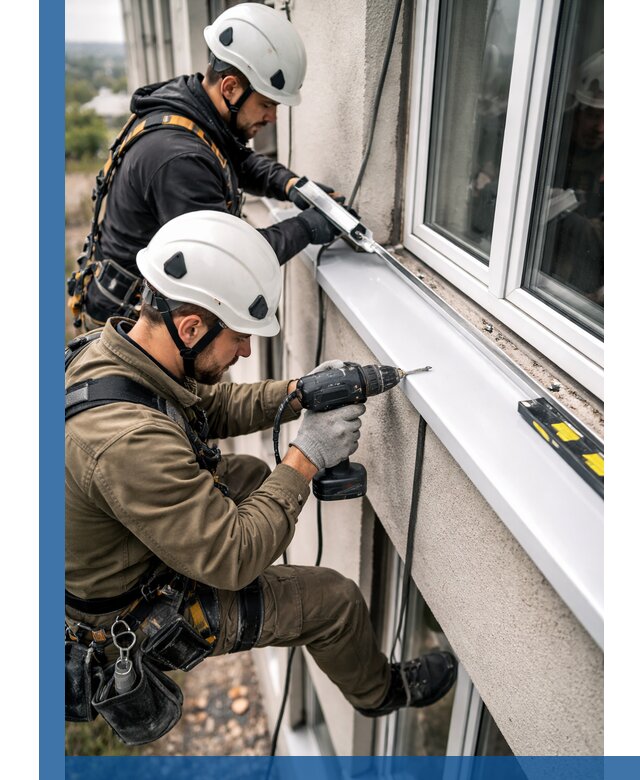 Профессиональный монтаж оконных отливов и отведения воды в Холмске