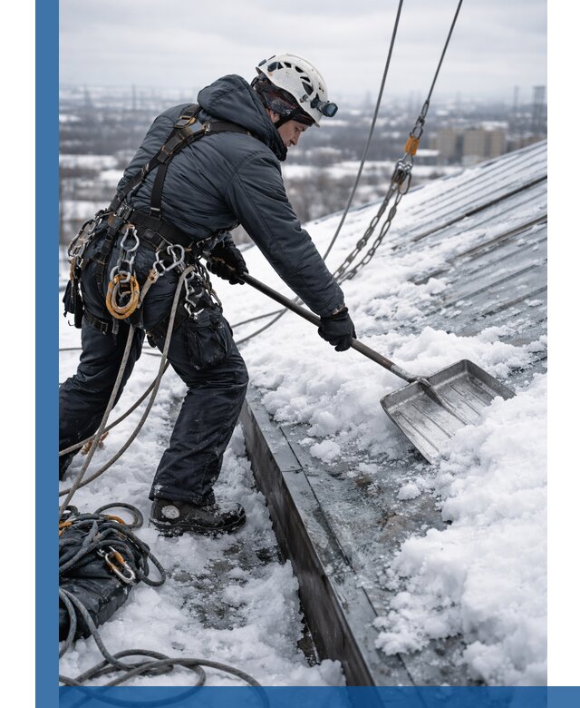Профессиональная очистка кровли от снега и наледи в Холмске