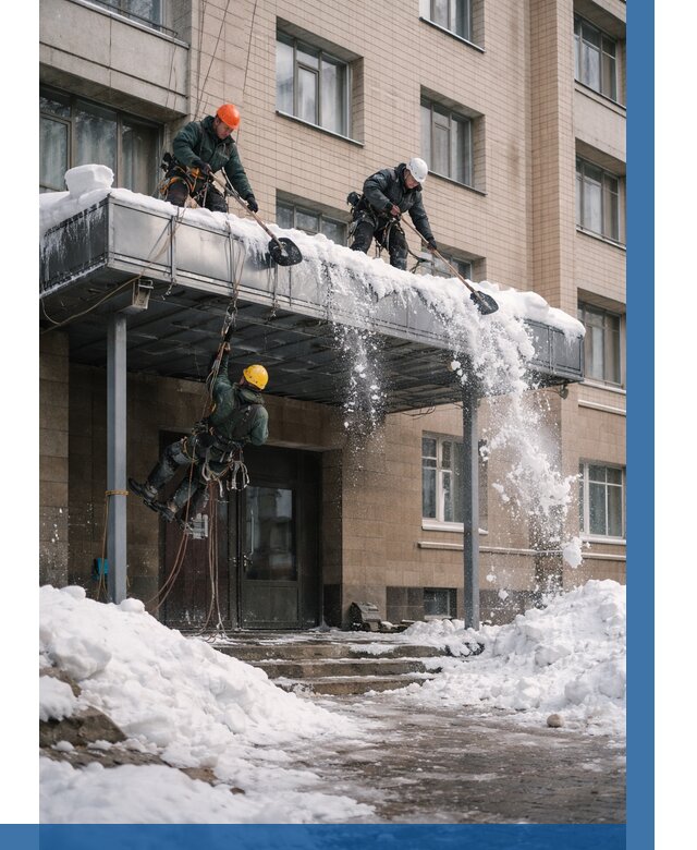 Очистка козырьков от снега в Холмске от 3595 р. | ВЫСОТНИК-Хлм