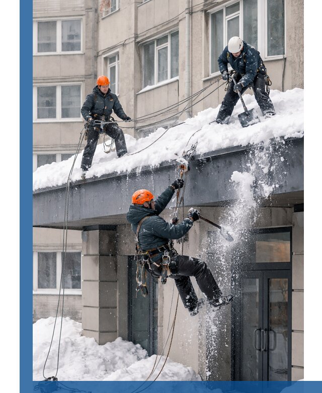 Безопасная очистка навесов от снега в Холмске круглогодично