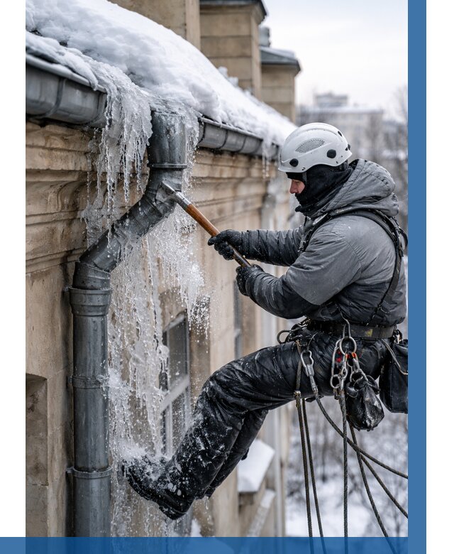 Очистка водостоков от льда в Холмске от 3595 р. | ВЫСОТНИК-Хлм