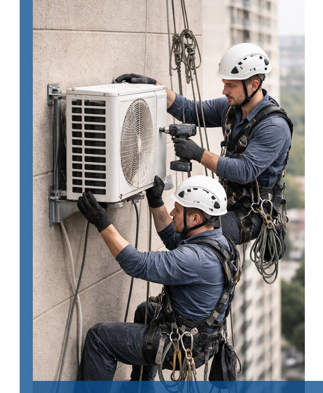 Монтаж внешнего блока кондиционера в Холмске установка и крепление