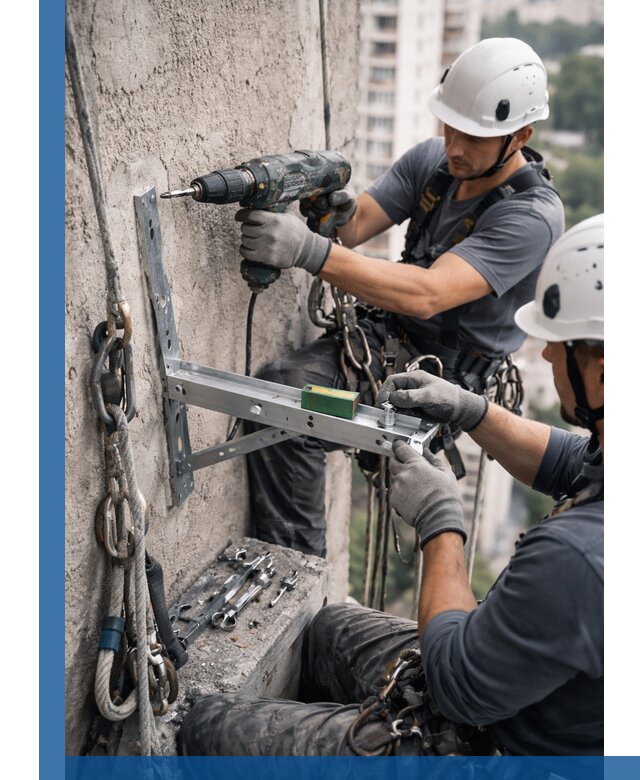 Установка кронштейнов кондиционера и крепежа в Холмске