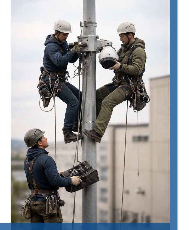 Установка видеокамер на мачте в Холмске от 8730 р. | ВЫСОТНИК-Хлм