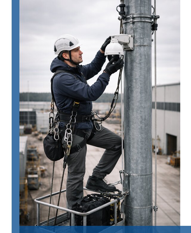 Профессиональная установка видеокамер на мачте в Холмске