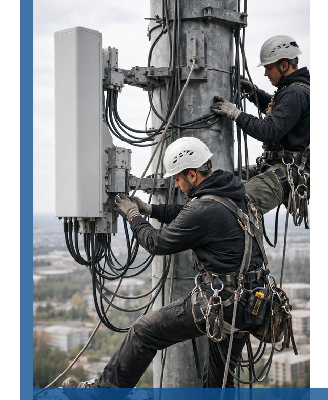 Монтаж оборудования связи на мачте в Холмске с пусконаладкой