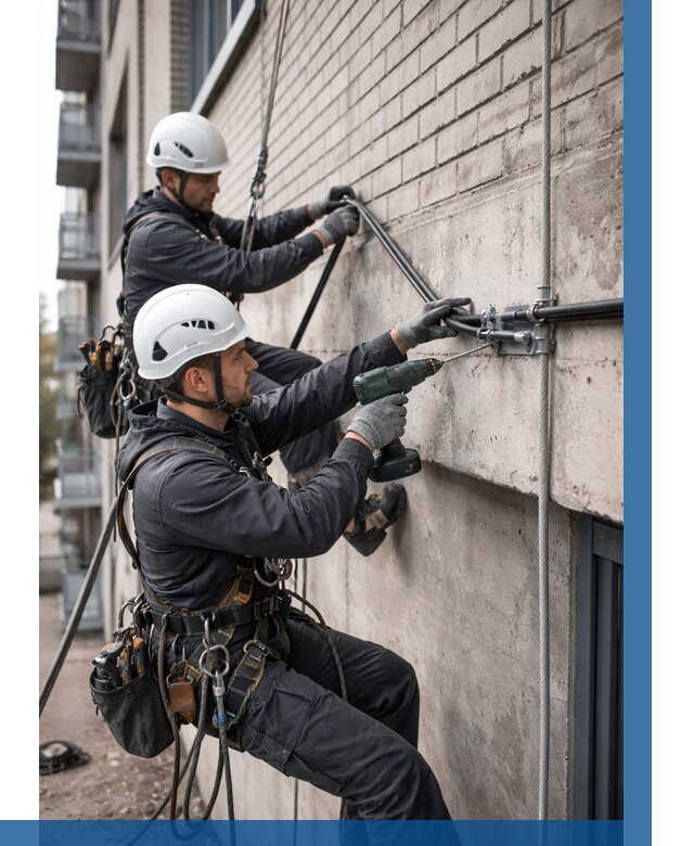 Крепление кабеля на фасаде в Холмске от 359 р. | ВЫСОТНИК-Хлм