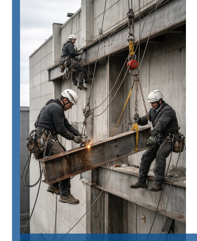 Демонтаж металлоконструкций на высоте в Холмске под ключ