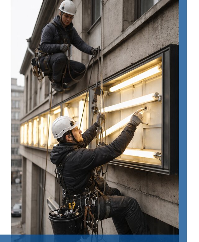 Замена ламп в вывеске в Холмске под ключ от 3595 р. | ВЫСОТНИК-Хлм
