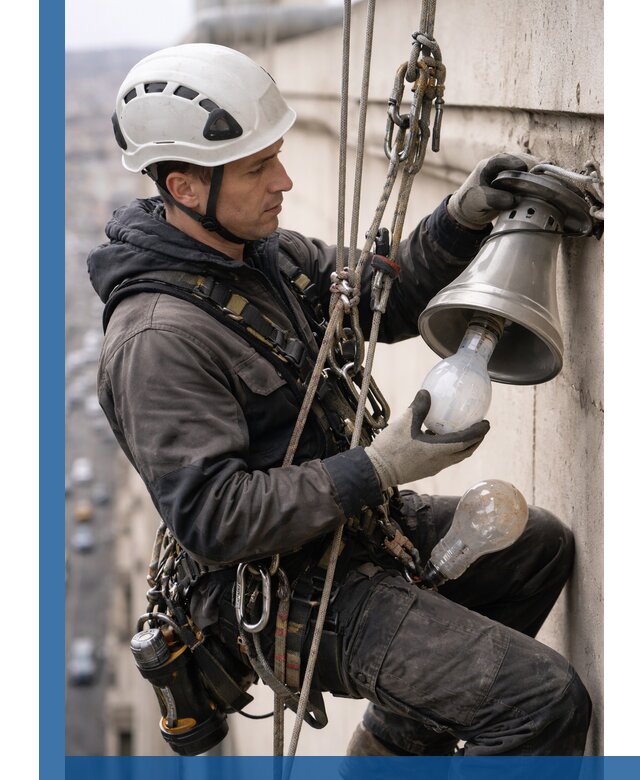 Замена ламп на высоте в Холмске профессионально и быстро